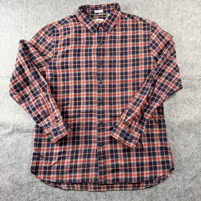 Levi's Mens Slim Fit Plaid Long Sleeve Button Down Shirt Red Blue Size L