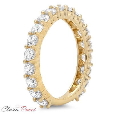 Pre-owned Pucci 2ct Round Cut Vvs1 Simulated Diamond Eternity Anniversary Band 14k Yellow Gold In White/colorless