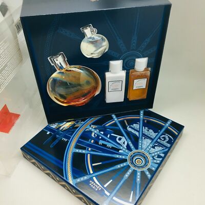 EAU DES MERVEILLES by HERMES Set (3.3 Edt +0.25 EDT MINI +1.35 S.G +1.35 B.L)