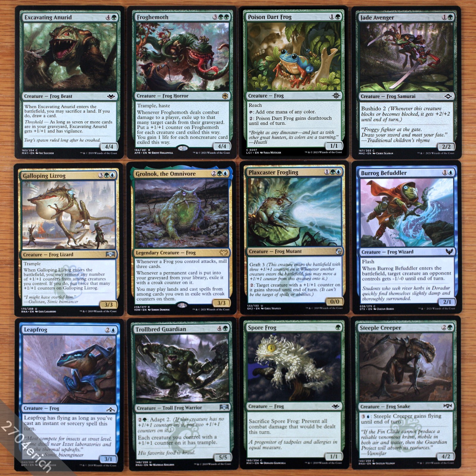 Set of 12 Green Blue Frog Creatures *NM* (Magic MTG
