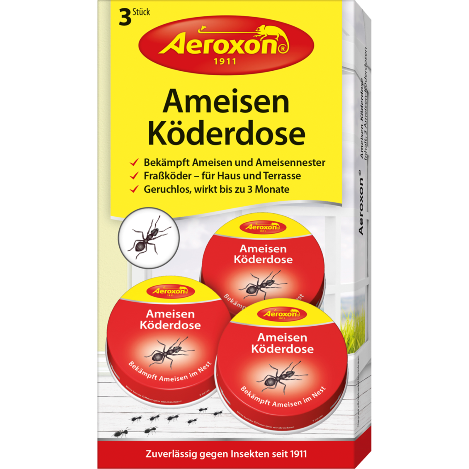 Aeroxon Ameisengift Ameisenköder Ameisen-Köderdosen 3x Ameisenschutz