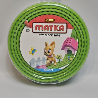 Zuru Mayka Toy Block Tape (6.5 Feet Roll) 4 Stud, Green, LEGO Compatible - NEW!