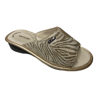 SCARPE CIABATTE PANTOFOLA DONNA SANYCOM 81 ECO PELLE ORO ORIGINALE