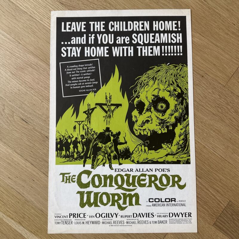 Vintage Og 1968 The Conqueror Worm Press Book 11x17 Horror Edgar Allan Poe Rare