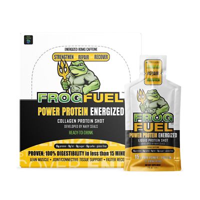 Frog Fuel Power Energized Clear Protein Shot, 15g Protein Nano-Hydrolyzed Gra...