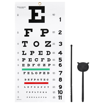 Eye Chart Visual Acuity Chart for Eye Exams with Fixing Sticker,Eyeshade,Pointer