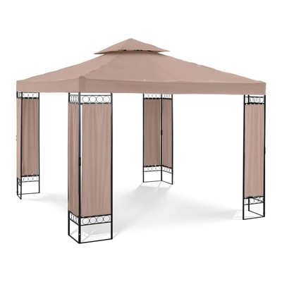 Gartenpavillon 3x3 m Metall beige Gartenzelt Pavillon Sonnendach Pergola