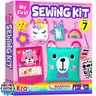 KRAFUN My First Sewing Kit for Beginner Kids Arts and Crafts, 7 Easy DIY Projects of Stuffed Animal Dolls and Plush Pillow Craft, Instructions and Felt, Gift for Girls, Boys, Learn to Sew, Embroidery