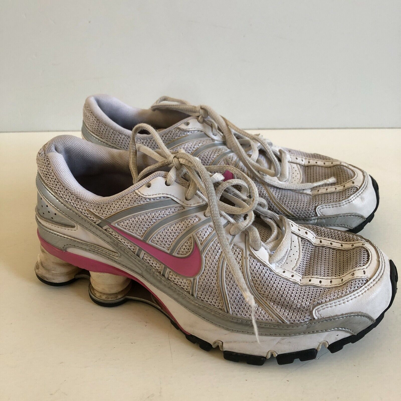NIKE Shox Turbo VII Silver Gray Pink Sneakers Running Shoes NIKE Shox Turbo VII Silver Gray Pink Sneakers Running Shoes