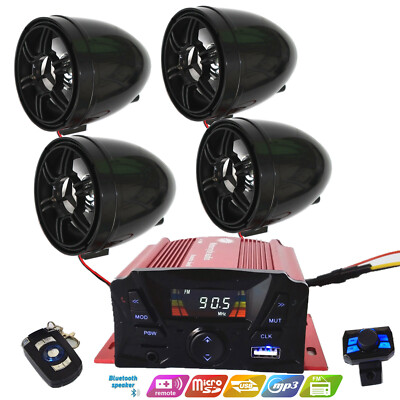 Bluetooth Wireless Speakers Audio System Stereo MP3 Radio ATV UTV Scooter Marine