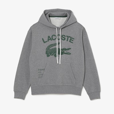 

Мужская серая толстовка Lacoste свободного кроя с капюшоном из крокодиловой кожи, Grey/green