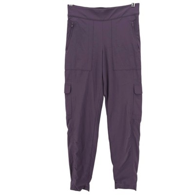 ATHLETA Chelsea Cargo Lined Pants Purple Stretch Elastic Waist Size 6 Tall 6T