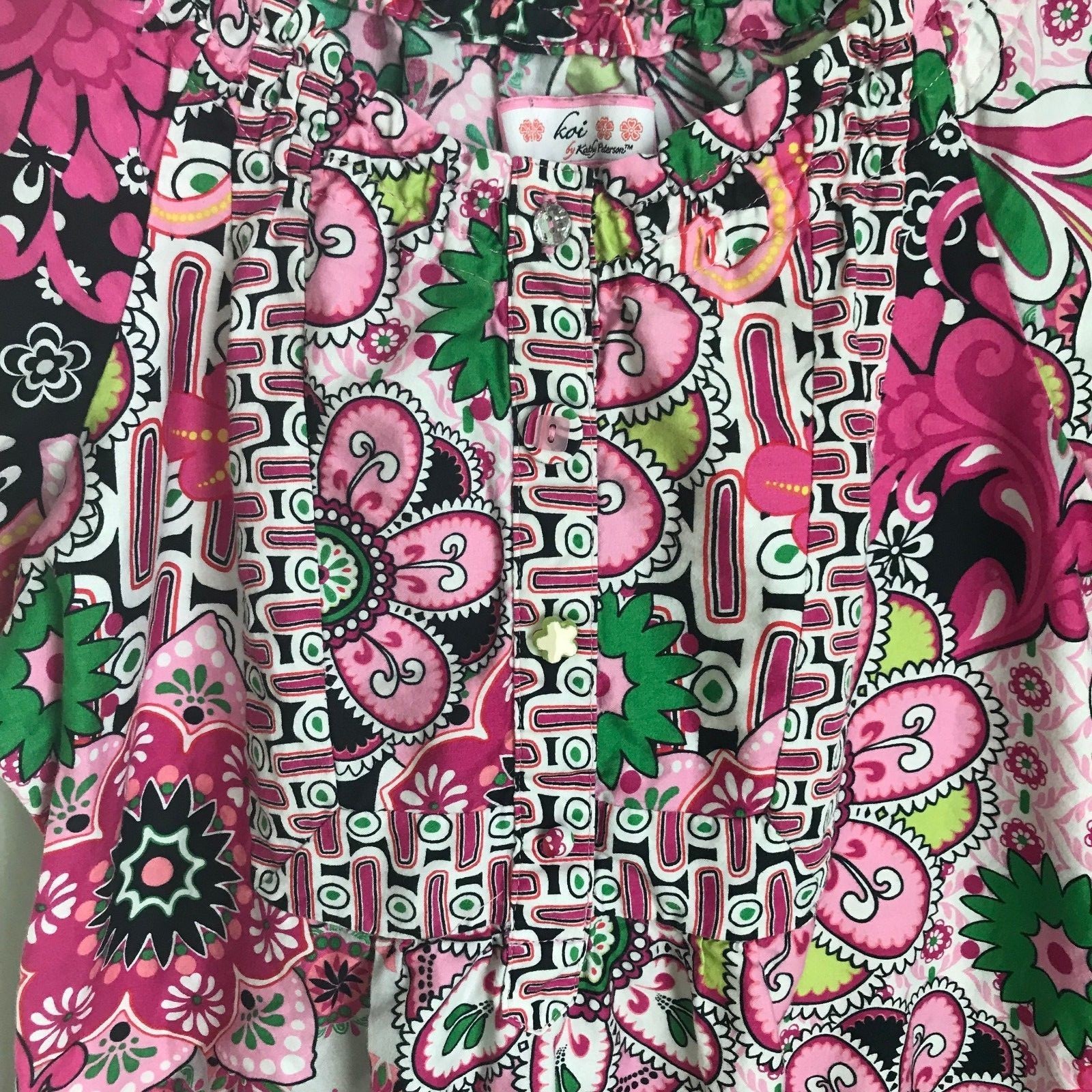 Koi by Kathy Peterson XS Pink Paisley Scrub Top