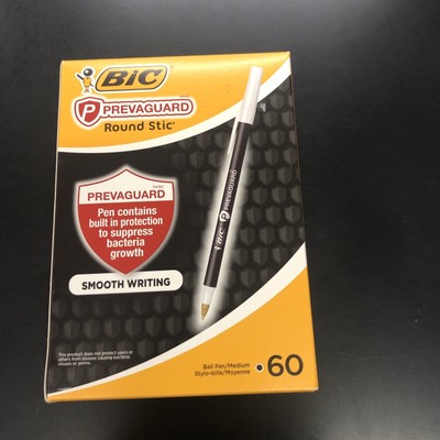 BIC Prevaguard Round Stic Pens With Antimicrobial Additive, Medium Point 60ct