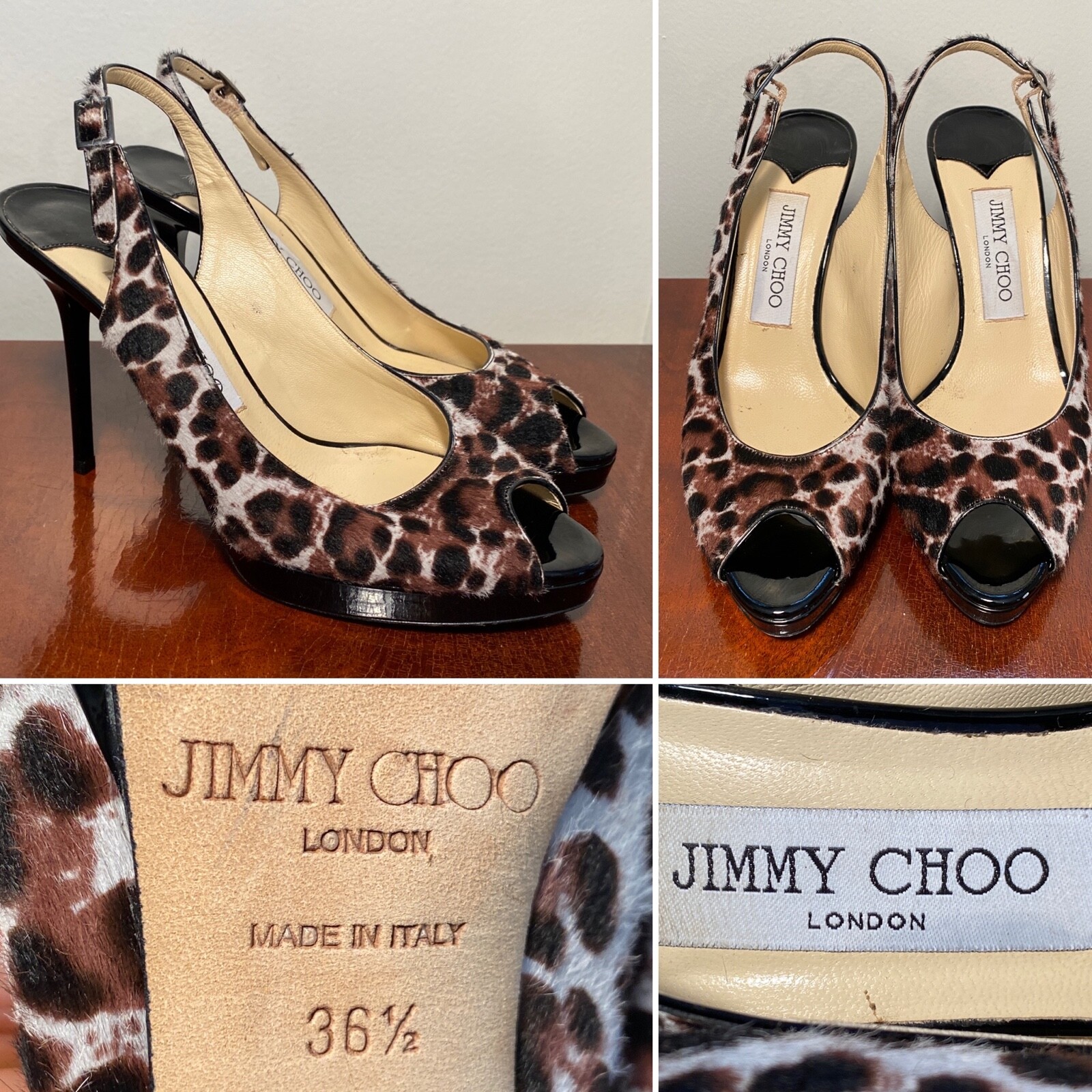 サンダル・ミュール Jimmy Choo Didi 45 Slingback In Leopard Print Pony Skin Jimmy Choo Didi 45 slingback in leopard print pony skin