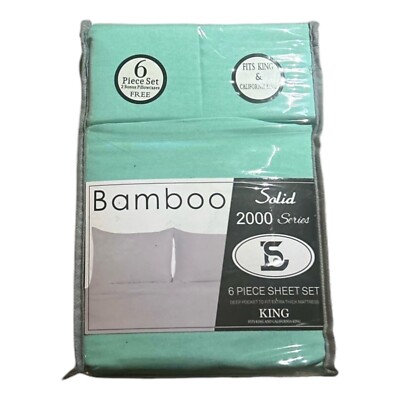 ASHLEY TAYLOR Aloe Vera Bamboo Essence 2000 King 6pc Teal Deep Pocket Sheet