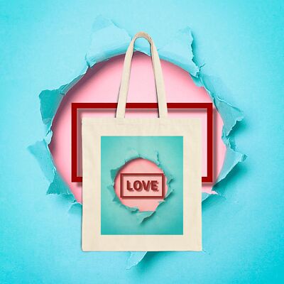 Cotton Canvas Tote Bag ''Love Burst'' 