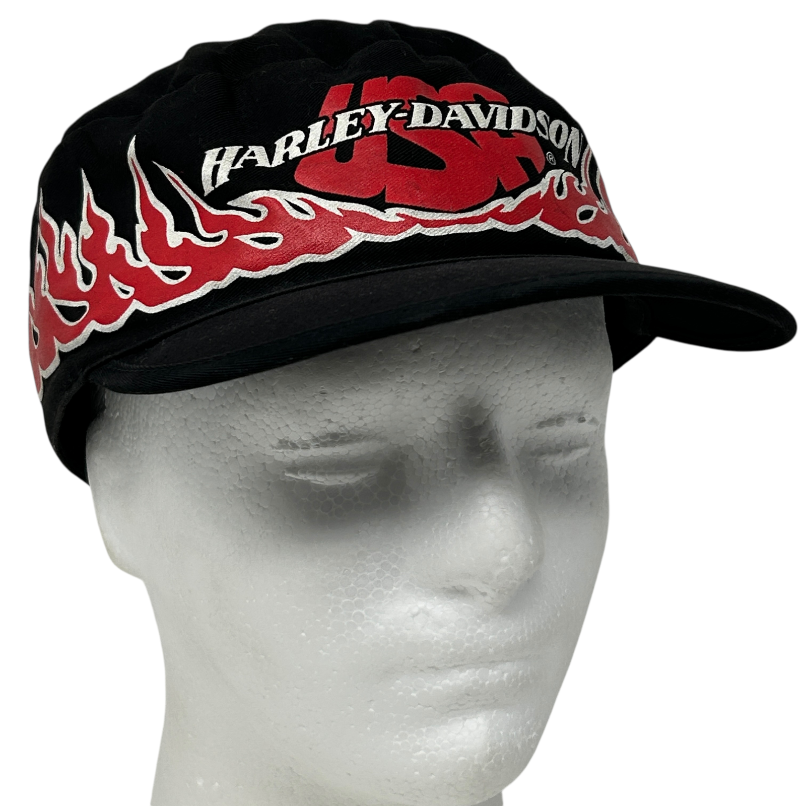 Vintage Harley Davidson Painters Hat Cap 80s Black Flames