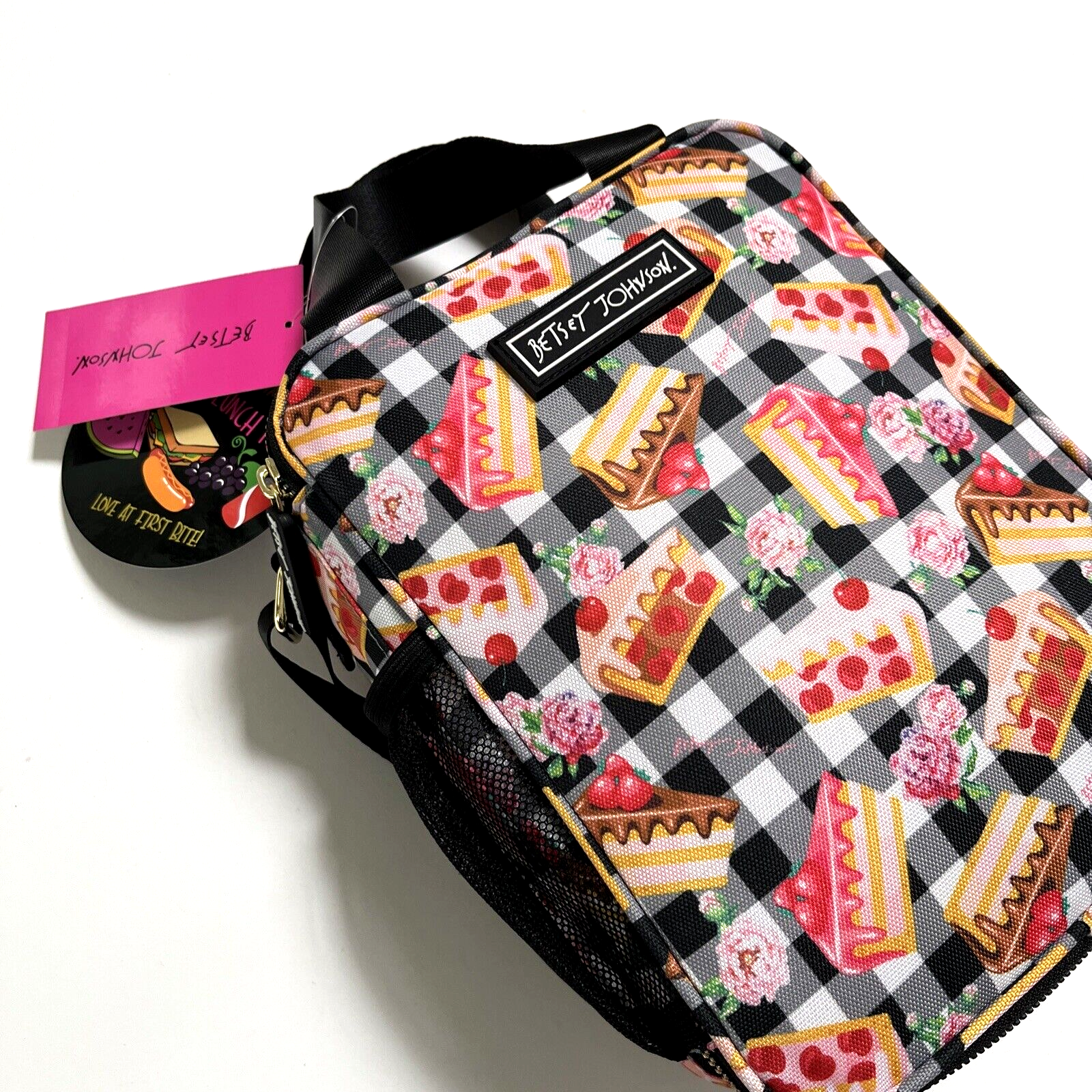NWT Original BETSEY JOHNSON Lunch Tote Bag Checkered Pies Insulated Dessert