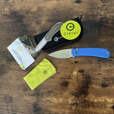 Civivi Qubit Lock 3'' 14C28N Blue Aluminum Pocket Folding Knife C22030E-3-C