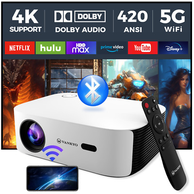 VANKYO V700W 4K 1080P 5G WiFi Smart Projector Bluetooth Home Theater Cinema US