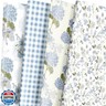 LeZakaa Floral Wrapping Paper, Blue Hydrangea Flowers and Gingham Check, 4 Different Design for Wedding, Bridal Shower, Mother's Day, Birthday, 12 Folded Sheets, 27.5 x 19.6 inches Per Sheet