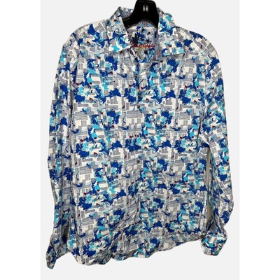 Robert Graham Marshfield White Blue abstract dress Shirt size small new nwt
