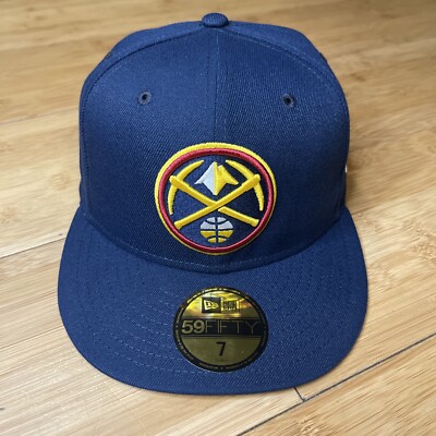 New Era 59FIFTY Denver Nuggets Logo Navy Blue Fitted 7 Hat Cap NBA Nugs