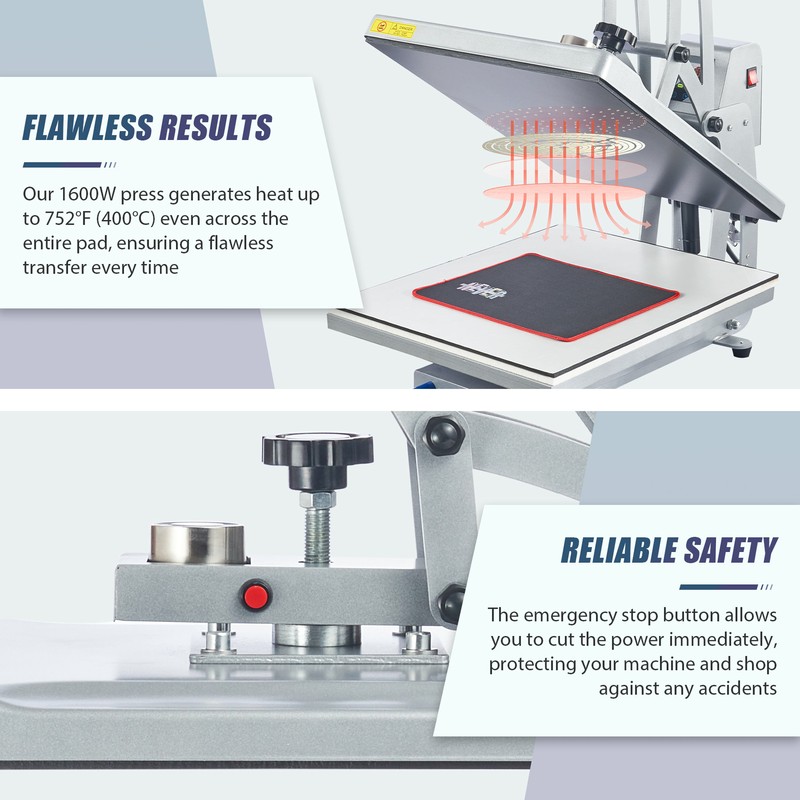 Heat Press Machine Auto Open Clamshell 16x20 Slide Out Base T Shirt Heat Press