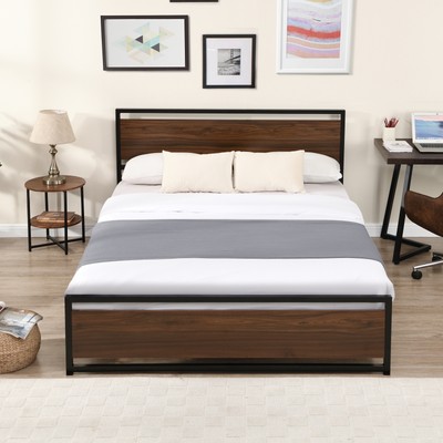 Industrial Platform Full Bed Frame fits Rustic Headboard