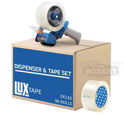 Tape & Dispenser Combo 36 Rolls Clear 2''x110yds Packing Tape with 2'' Dispenser
