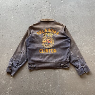 Vintage 40s/50s FFA Clinton Oklahoma Blue Corduroy Jacketの Vintage 40s/50s FFA Clinton Oklahoma Blue Corduroy Jacketの
