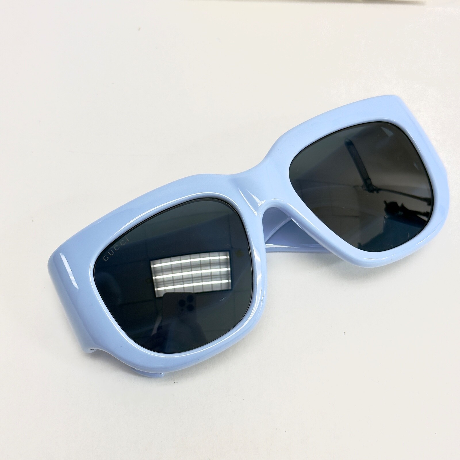 Pre-owned Gucci Lido 1545 Light Blue Oval Chunky Logo Gg1545s Sunglasses Summer Beach 004
