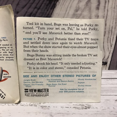Vintage 1959 Bugs Bunny Viewmaster 3 Reels With Booklet Pack 21 Stereo Pics (V2