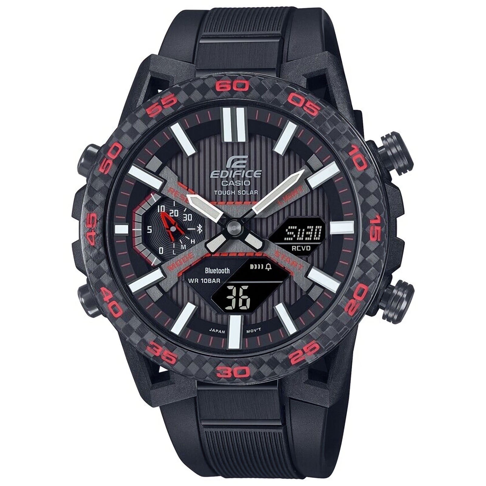 Pre-owned Casio Edifice Sospensione Ecb-2000pb-1a Tough Solar Bluetooth Carbon Case Watch In Dark Gray