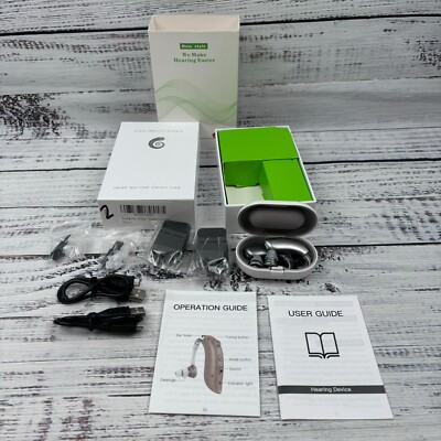 New Style Hearing Aids Left Right Pair Clear Sound Easy Use Rechargeable Tested