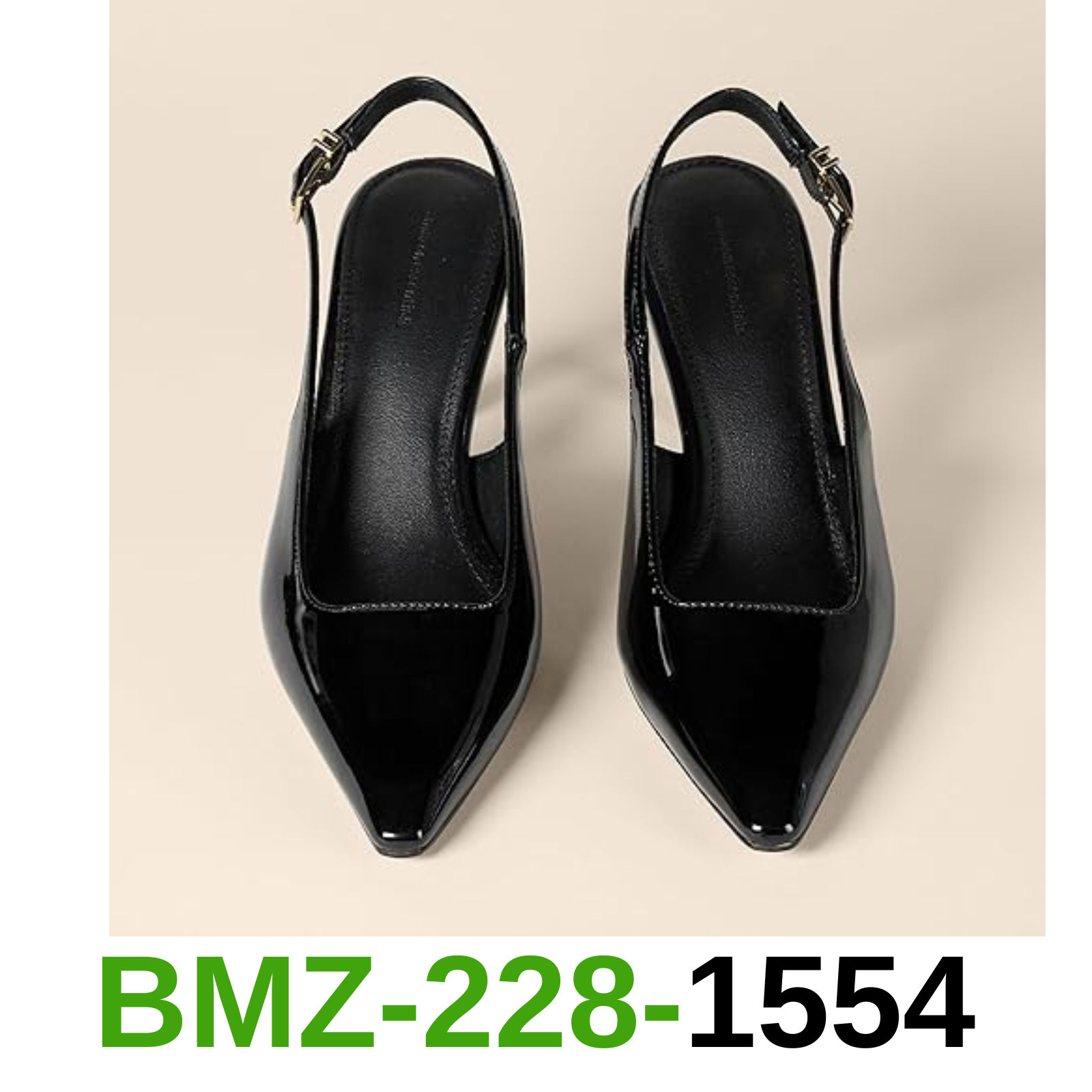 Amazon Essentials Women's Slingback Heels, Black Patent, 8.5