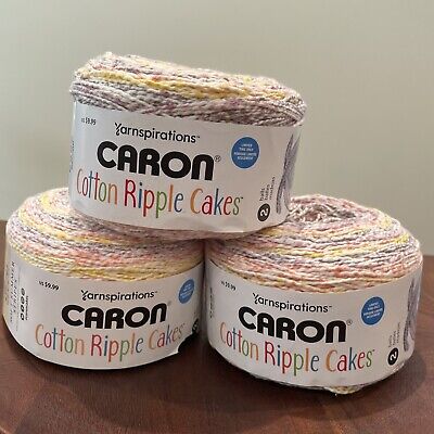 Caron Cotton Ripple Cakes Yarn, 8.5oz/240g ea, Pack Of 3, Mauve Glow *Very Rare*