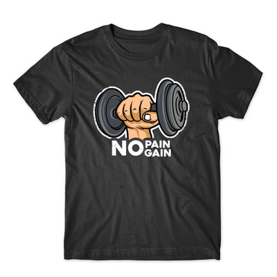 No Pain No Gain Gym T-Shirt Fashion Fitness Healthy Meme Funny Unisex Tee