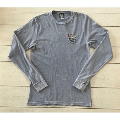 Santa Cruz Skateboards Butterfly Dot Mineral Wash Grey Long Sleeve Shirt Medium