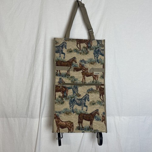 Jade Horse Print Tapestry Rolling Tote Bag Expandable Jade Horse Print Tapestry Rolling Tote Bag Expandable