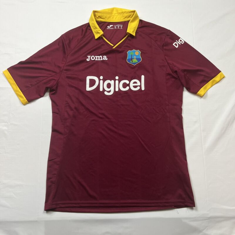 Joma West Indies Cricket Jersey Shirt Digicel Size XL Burgundy Yellow