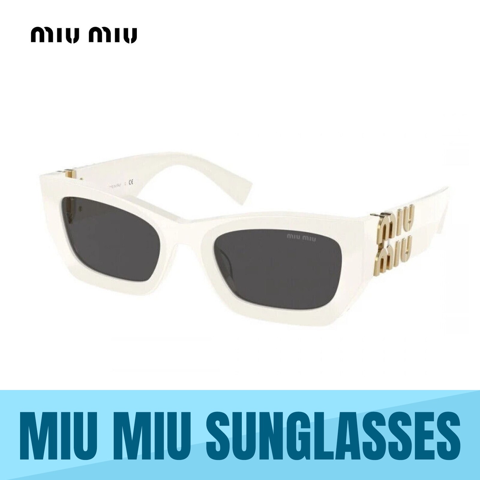 MIU MIU サングラス MU09WS 1425S0 53 ホワイト MIU MIU MU09WS -1425S0 WHITE FRAME-DARK GREY LENS SUNGLASSES
