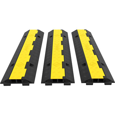 VEVOR 3pcs 2Channel Rubber Electrical Wire Cable Cover Ramp Guard Cord Protector