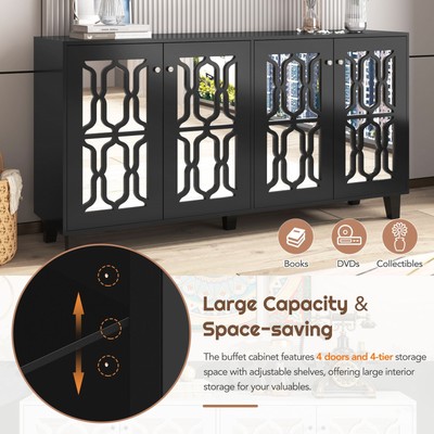 TV stand Cabinet Mirror Hollow-Carved Multi-functional Console Table Storage