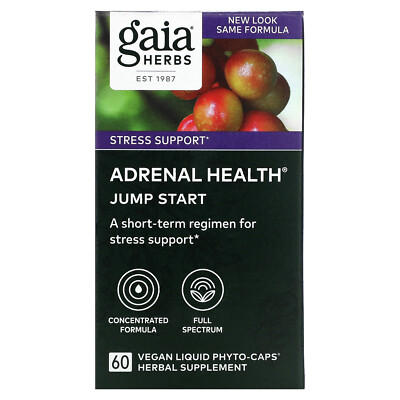 Gaia Herbs Adrenal Health Jump Start 60 Vegan Liquid Phyto-Caps Gluten-Free,