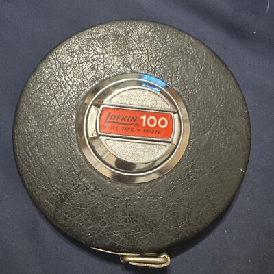 Vintage LUFKIN HW226 White Tape Measure Steel Tape 100 Feet Wind Up