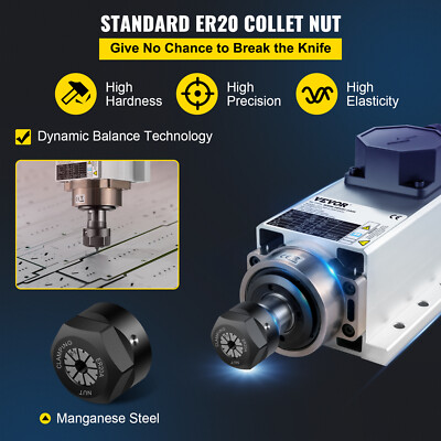 VEVOR Square Air Cooled Spindle Motor 2.2KW CNC Spindle Motor 220V ER20 Collet