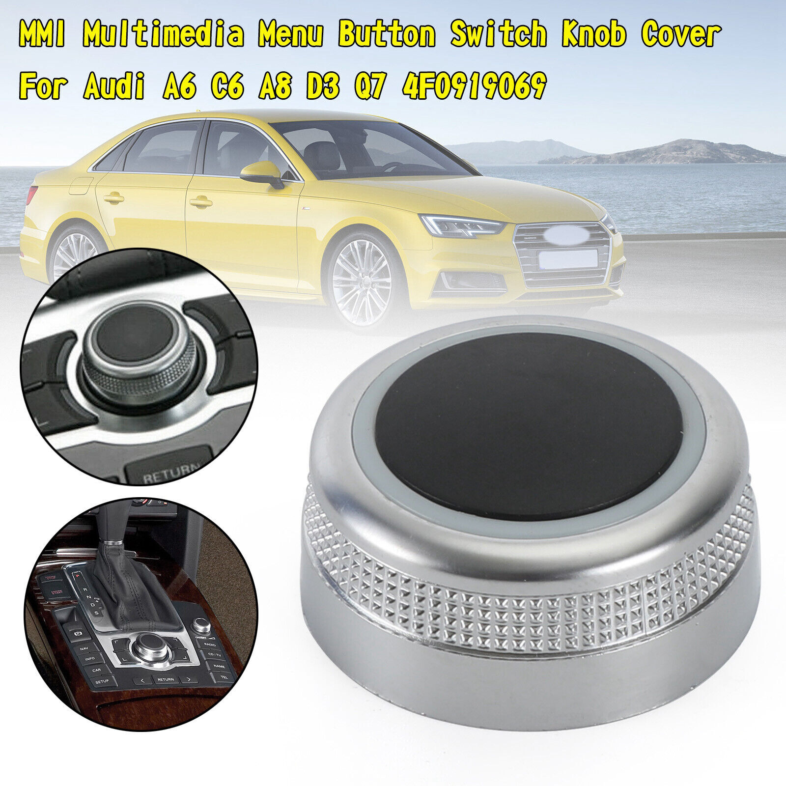 MMI Multimedia Menu Button Switch Knob Cover For Audi A6 C6/A8 D3