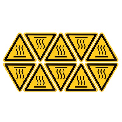 Triangle High Surface Temperature Warning Sign Self Adhesive w symbol 40mm 10Pcs